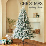 Artificial PreLit PE & PVC Mixed Flocked Christmas Tree