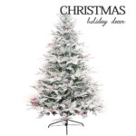 Flocked Christmas Tree with PEPVC Mixed Pinecones and Red Berries