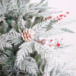 Flocked Christmas Tree with PEPVC Mixed Pinecones and Red Berries - Image 2