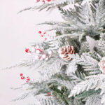 Flocked Christmas Tree with PEPVC Mixed Pinecones and Red Berries - Image 4