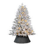 Flocked PE Artificial Christmas Tree with Warm White Lights - Image 4