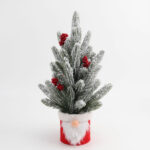 Flocked tabletop Christmas tree with berries - Image 5