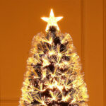 Green artificial Christmas tree with warm white fiber-optic lights - Image 2