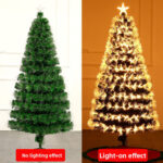 Green artificial Christmas tree with warm white fiber-optic lights - Image 3
