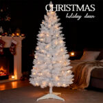 Lighted Artificial White Christmas Tree