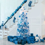 White and blue falling snow pencil Christmas tree With Light - Image 2