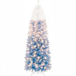 White and blue falling snow pencil Christmas tree With Light - Image 3