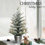 PE Flocked Christmas Tree with Vintage Metal Bucket Base