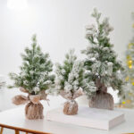 PE Flocked Warm White Christmas Tree with Lights - Image 2