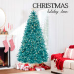 Pre-lit Peacock Blue PVC Christmas Tree