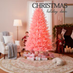Pink Artificial PE Christmas Tree with LED Lights