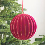 12cm/15cm/20cm Red Flocking Pumpkin paiting Christmas Ball Ornament - Image 3