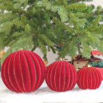 12cm/15cm/20cm Red Flocking Pumpkin paiting Christmas Ball Ornament - Image 4