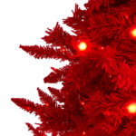 Red Flocked Christmas Tree with Lights - Image 2