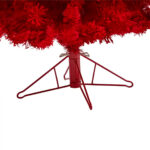 Red Flocked Christmas Tree with Lights - Image 3