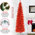 Red PVC Slim Christmas Tree with Lights - Image 3