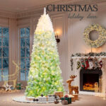 Artificial white and green Slim Christmas tree decorations with lights