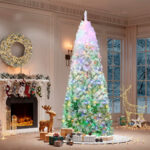 Artificial white and green Slim Christmas tree decorations with lights - Image 4