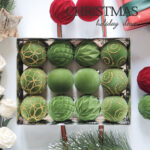 6cm Fresh Green Paiting Flocking Christmas Ball Ornament