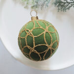 6cm Fresh Green Paiting Flocking Christmas Ball Ornament - Image 6