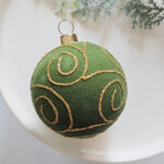 6cm Fresh Green Paiting Flocking Christmas Ball Ornament - Image 7