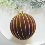 6cm Brown S-Shape Hollow& paiting Flocking Christmas Ball Ornament - Image 3