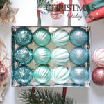 6cm Lake-Blue Sequins Christmas Ball Ornament