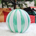 12cm/15cm/20cm Lake-blue Pumpkin paiting Pearl Christmas Ball Ornament