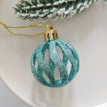 4cm Lake-blue S-shaped openwork Christmas Ball Ornamnets - Image 6