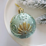6cm Lake-blue Paiting Christmas Ball Ornament - Image 4