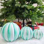 12cm/15cm/20cm Lake-blue Pumpkin paiting Pearl Christmas Ball Ornament - Image 4