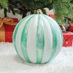 12cm/15cm/20cm Lake-blue Pumpkin paiting Pearl Christmas Ball Ornament - Image 5