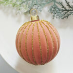 6cm Rose-gold S-Shape Hollow& paiting Flocking Christmas Ball Ornament - Image 6