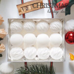 6cm White Rose Shiny Flocking Christmas Ball Ornament
