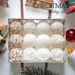 6cm White Paiting Flocking Christmas Ball Ornament