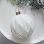 6cm White Rose Shiny Flocking Christmas Ball Ornament - Image 3
