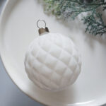 6cm White Paiting Flocking Christmas Ball Ornament - Image 4