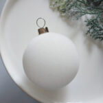 6cm White Rose Shiny Flocking Christmas Ball Ornament - Image 4