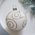 6cm White Paiting Flocking Christmas Ball Ornament - Image 6