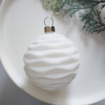 6cm White Rose Shiny Flocking Christmas Ball Ornament - Image 6
