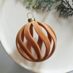 6cm Champagne-gold S-Shape Hollow Flocking Christmas Ball Ornament - Image 6