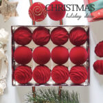 6cm Red Rose Shiny Flocking Christmas Ball Ornament