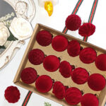 4cm Red Flocking Christmas Ball Ornament - 图片 2