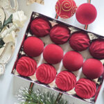6cm Red Rose Shiny Flocking Christmas Ball Ornament - Image 2