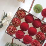 6cm Red Paiting Flocking Christmas Ball Ornament - Image 2
