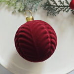 6cm Red S-Shape Hollow Flocking Christmas Ball Ornament - Image 4