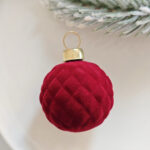 4cm Red Flocking Christmas Ball Ornament - 图片 3