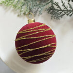 6cm Red S-Shape Hollow Flocking Christmas Ball Ornament - Image 5
