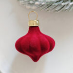 4cm Red Flocking Christmas Ball Ornament - 图片 4