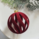 6cm Red S-Shape Hollow Flocking Christmas Ball Ornament - Image 6